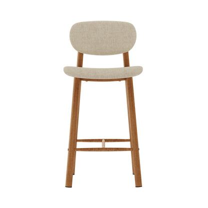 Afrim Linen Upholstered High-Back Bar Stool Set of 2 - Beige, featuring high-back design, premium linen upholstery, and sturdy metal legs, offering modern style and ergonomic comfort for dining or bar areas.