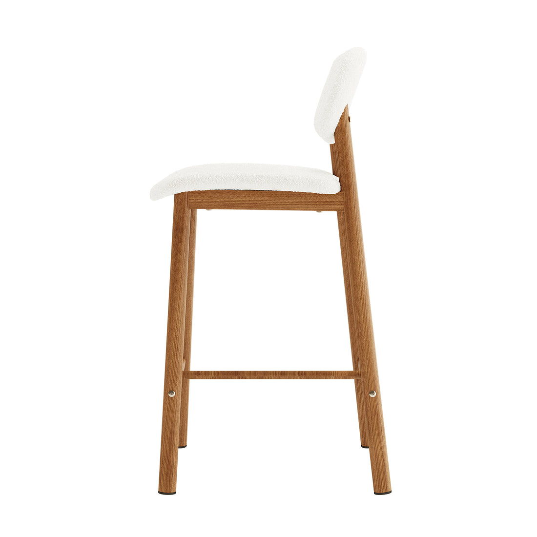 Afrim Boucle Upholstered High-Back Bar Stool Set of 2 - Cream White, featuring plush upholstery, high backrests, and sleek metal legs, perfect for stylish kitchen or bar seating.