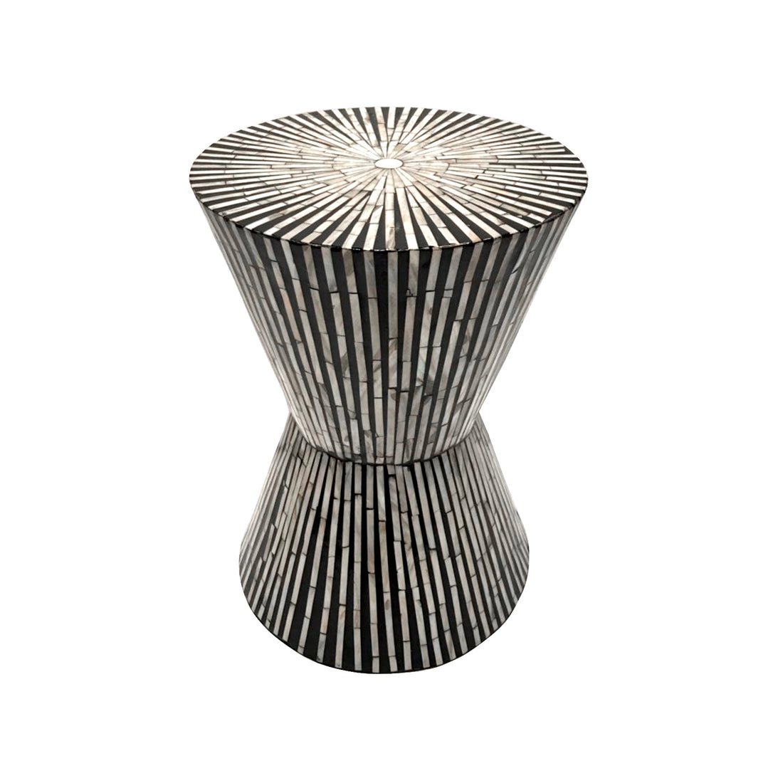 Aggie 35cm Mother of Pearl Inlay Coffee Table - Black with Mixed Ivory