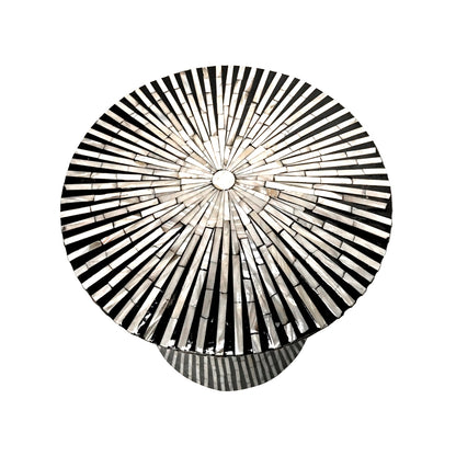 Aggie 35cm Mother of Pearl Inlay Coffee Table - Black with Mixed Ivory