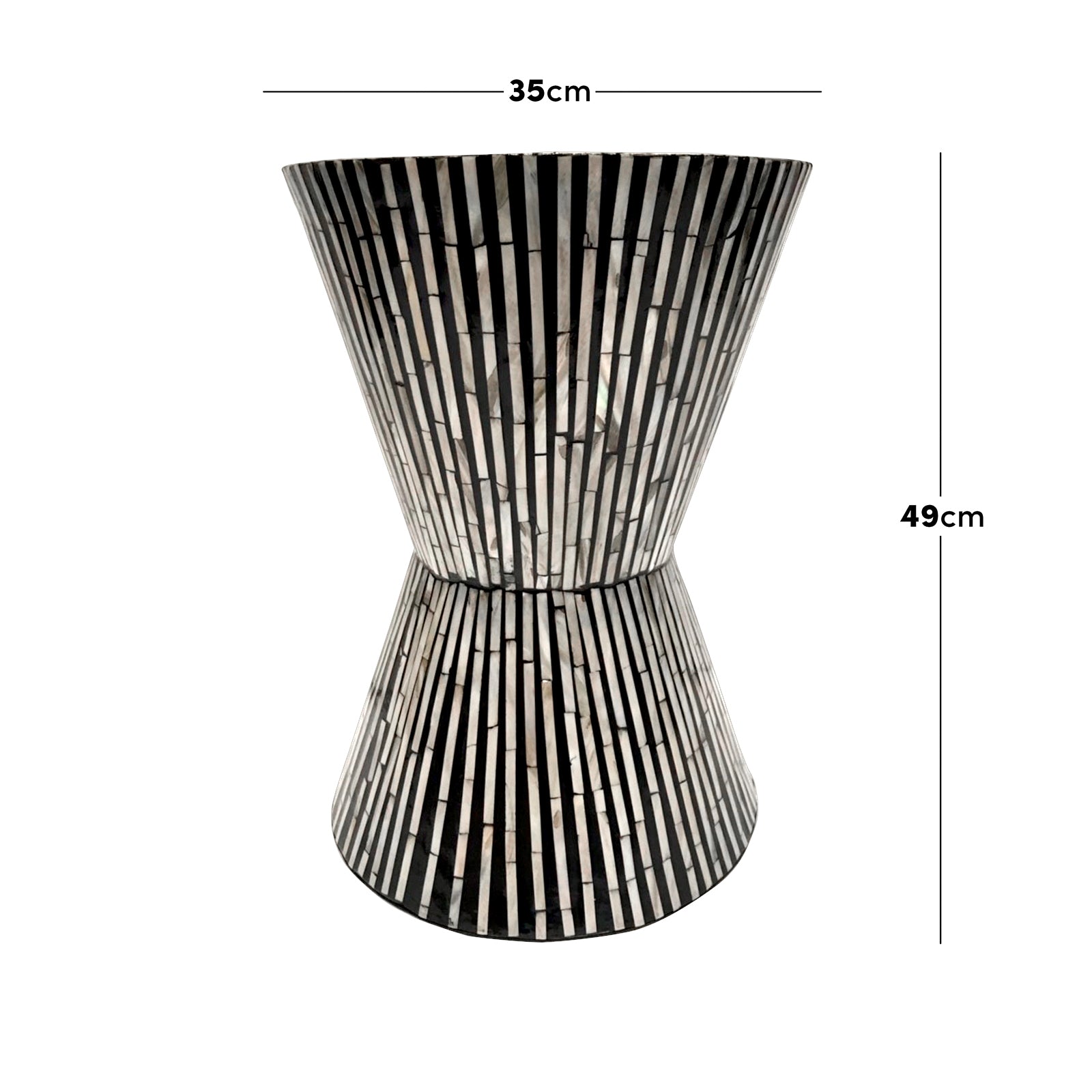 Aggie 35cm Mother of Pearl Inlay Coffee Table - Black with Mixed Ivory