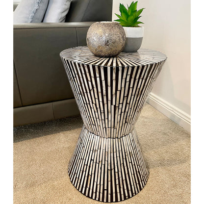 Aggie 35cm Mother of Pearl Inlay Coffee Table - Black with Mixed Ivory - Lifestyle