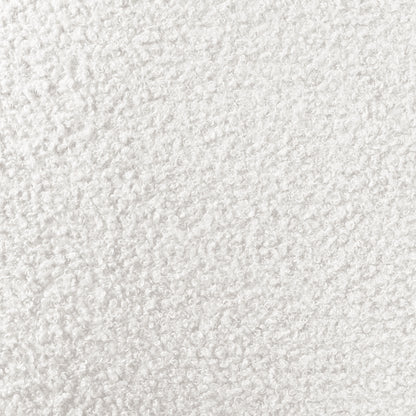 Close-up of Luxo Aglaya Boucle Swivel Office Chair in Cream White, showcasing the textured boucle fabric with looped surface, emphasizing its plush and sophisticated design for a modern workspace.