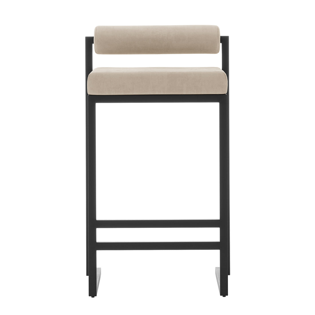 Aivy Velvet Bar Stool - Set of 2 featuring sleek black metal frames and plush velvet cushioning, designed for modern dining spaces with built-in footrests for added comfort.