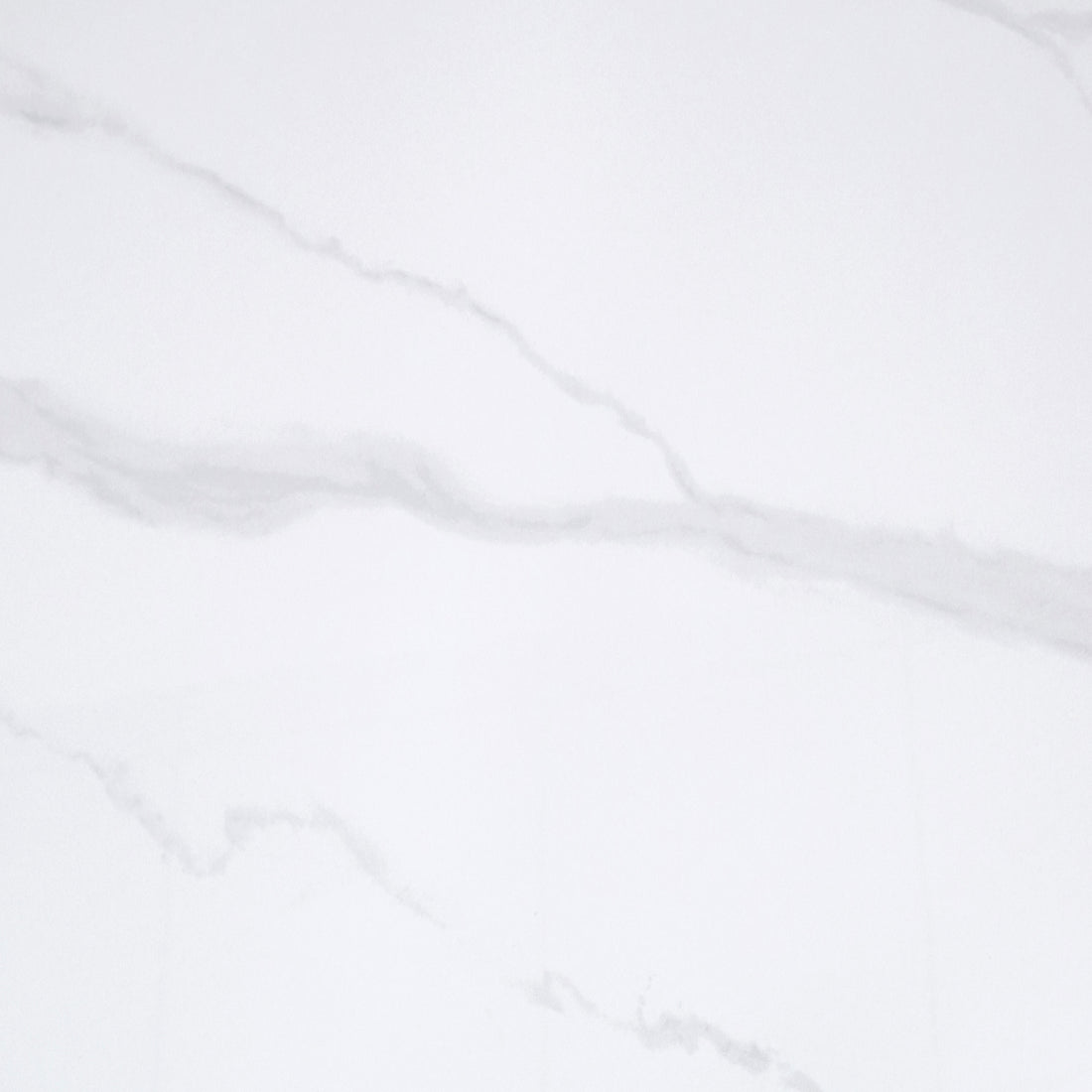 Alfred 180cm Modern Pedestal Dining Table features a sleek white marble-look top with subtle gray veins and a modern black pedestal base, offering elegance and ample legroom for six.