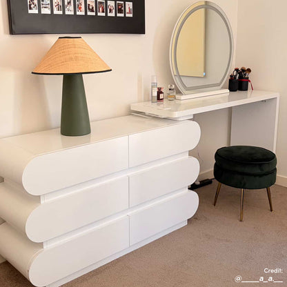 Alora Extendable Vanity Storage Table w/ LED Mirror in White