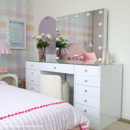 Arielle Makeup Vanity with Hollywood LED Lights in White