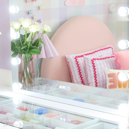 Arielle Makeup Vanity with Hollywood LED Lights in White