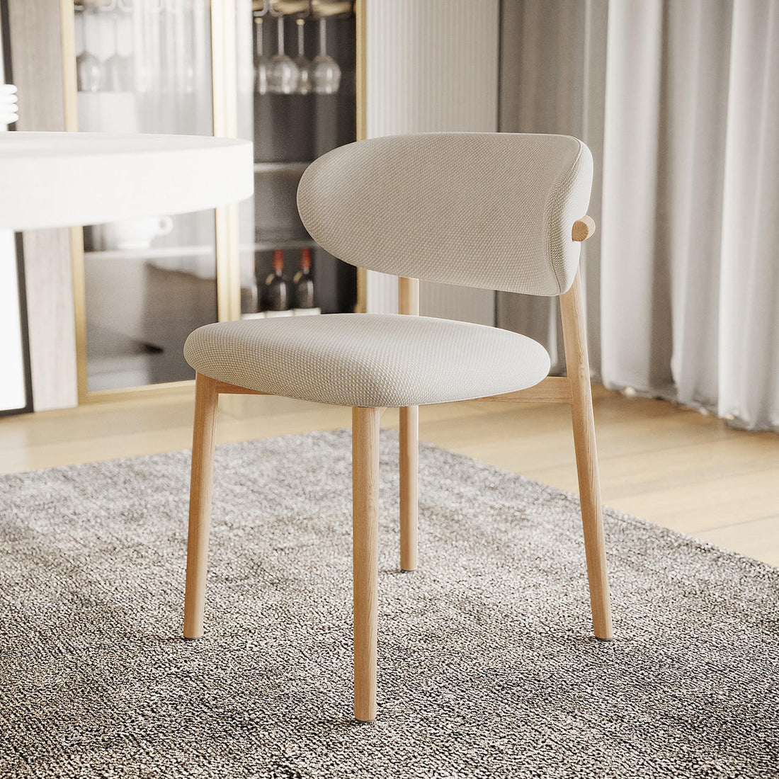 Audrey Curved Fabric Dining Chair Set of in Beige – Luxo Living