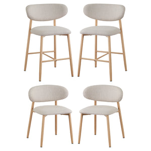 Audrey Curved Bar Stool & Dining Chair Set of 4 in Beige