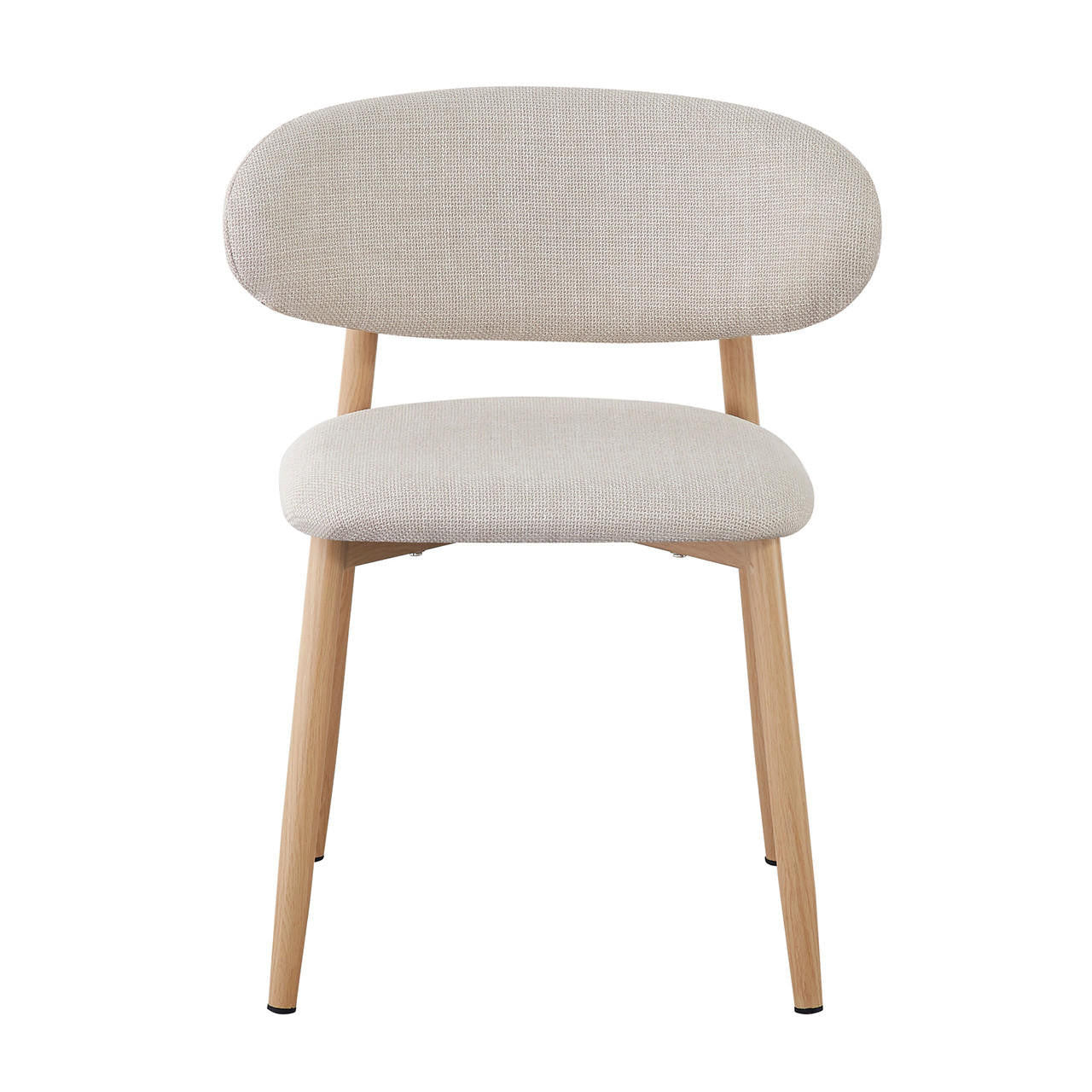 Audrey Curved Bar Stool & Dining Chair Set of 4 in Beige features modern, minimalist design with light-wood legs and rounded-rectangle upholstered seats in textured fabric, perfect for versatile dining and bar seating.