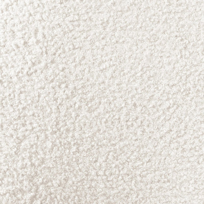 Close-up of Audrey Curved Bar Stool & Dining Chair Set of 4, showcasing cream white bouclé fabric with soft, curly texture, highlighting plush comfort and modern design for seamless home integration.