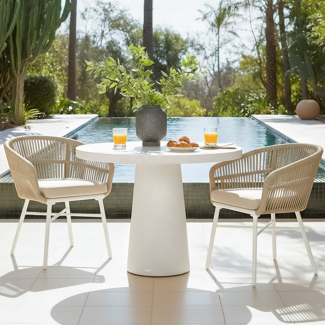 Avlon Round Concrete Dining Table in White