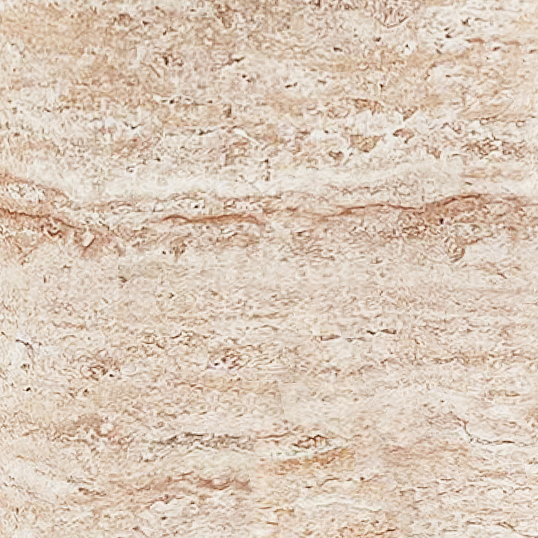 Close-up of Azalea Round Indoor/Outdoor Concrete Dining Table Travertine, showcasing its smooth, rounded travertine-like surface with brownish striations, embodying a modern, durable design perfect for compact dining spaces.