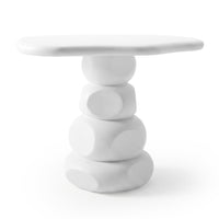 Azalea 110cm round outdoor concrete dining table in white with sculptural geometric base