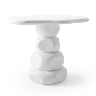 110cm Azalea Round Outdoor Concrete Dining Table in White