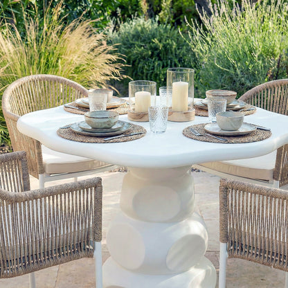 110cm Azalea Round Outdoor Concrete Dining Table in White