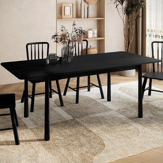 Bijan 200cm Extendable Solid Oak Dining Table showcased in a room setting, highlighting its sleek design and sturdy legs, perfect for versatile dining experiences.
