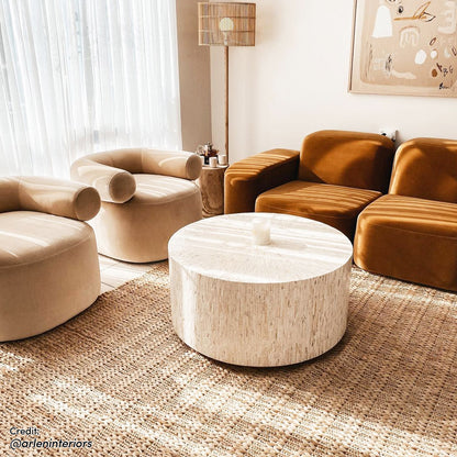 Bisera 91cm Mother of Pearl Inlay Coffee Table featuring a detailed mother-of-pearl mosaic atop a sturdy base, highlighting intricate craftsmanship and elegant design suitable for luxurious interior decor.