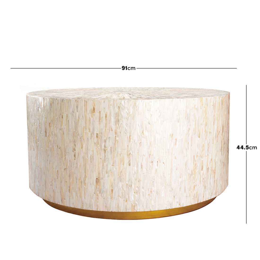 Bisera 91cm Mother of Pearl Inlay Coffee Table Cream, showcasing intricate hand-crafted mother-of-pearl inlay tiles, forming a unique mosaic pattern on the tabletop, highlighting exquisite craftsmanship and luxurious design.