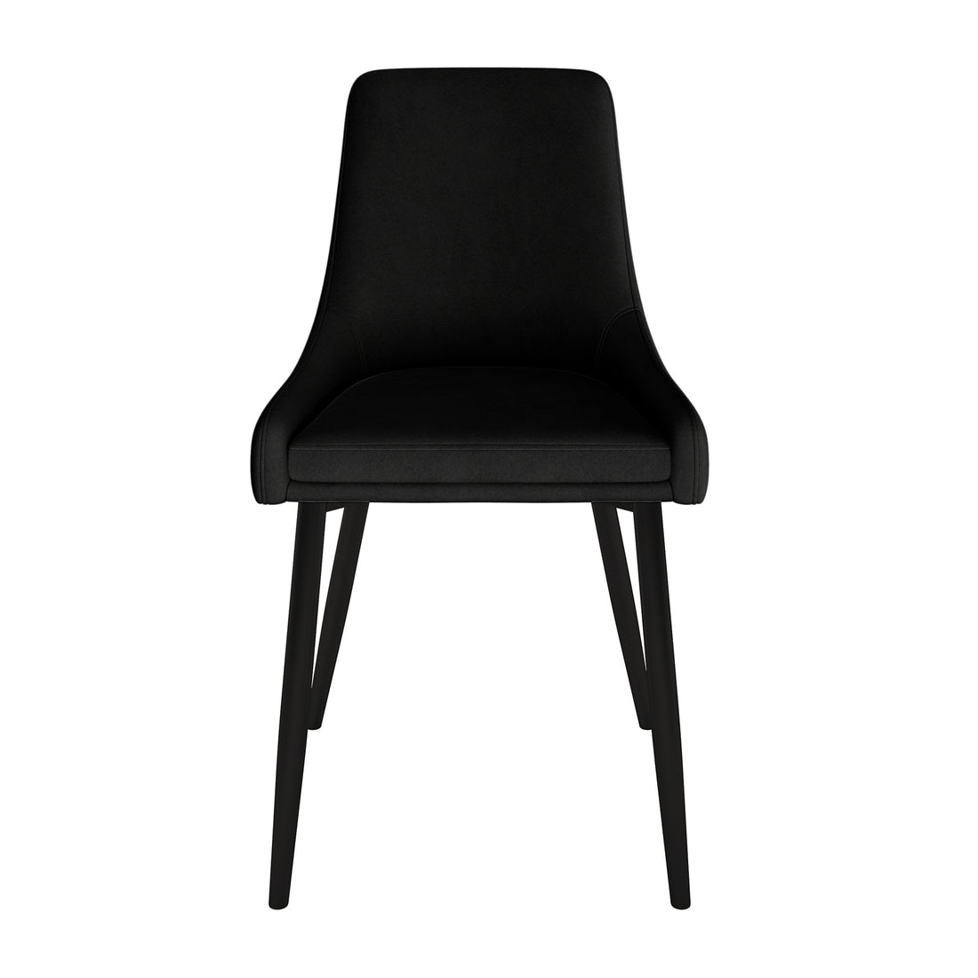 Blythe High Back Fabric Dining Chair Set of 2 in Black, featuring a modern design with gently contoured backrests and slender, slightly splayed legs, perfect for contemporary dining spaces.