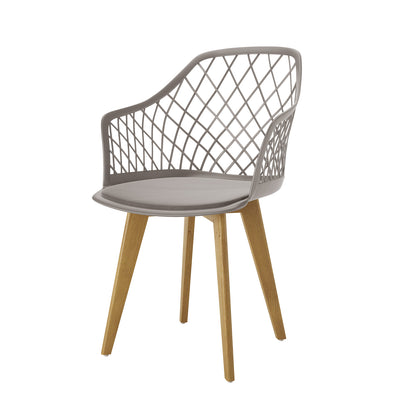 Caesar Beech Wood Dining Chair Set of 4 features a close-up of a wicker chair with a soft velvet cushion, durable PP seat, and strong beech wood legs, showcasing modern design elements.