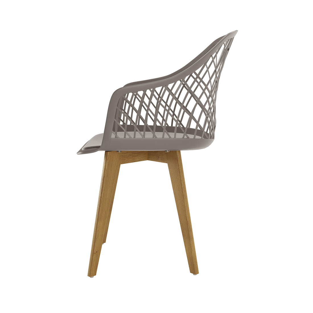 Caesar Beech Dining Chair Set of 4 in Grey, featuring a molded plastic shell with lattice pattern, high backrest, and sturdy beech wood legs, offers a modern, airy design for stylish dining spaces.