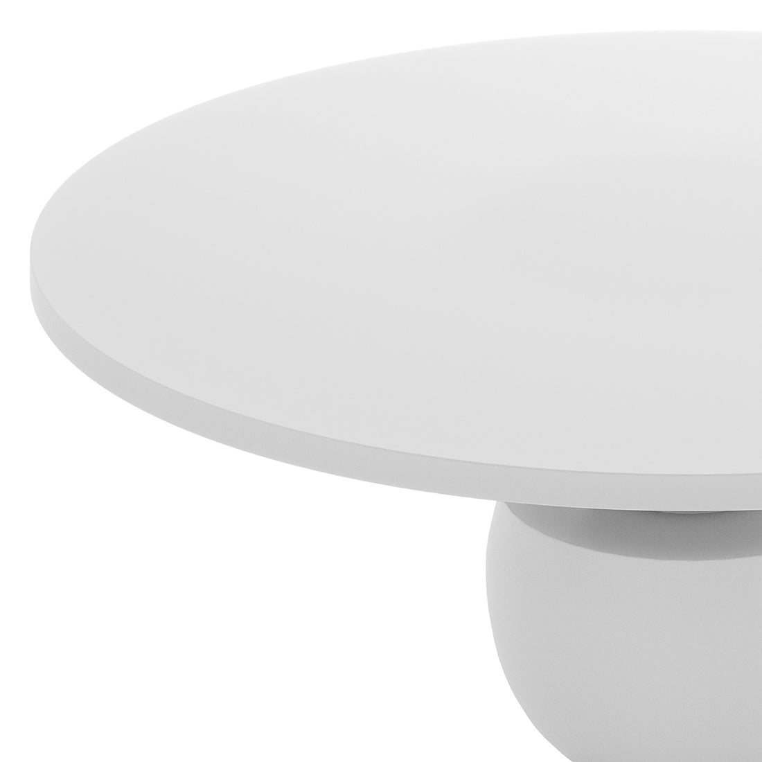Carmen 120cm Indoor-Outdoor Concrete Dining Table - White, featuring a round top and curvy base, artistically designed for modern elegance and durability in any dining space.
