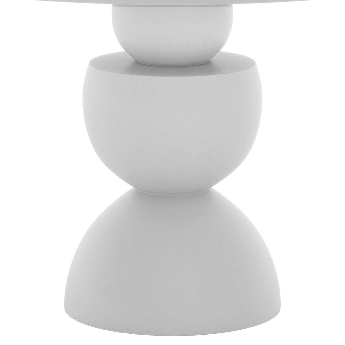 Carmen 120cm Indoor-Outdoor Concrete Dining Table - White, featuring a round top and curvy base, resembling a sculptural art piece, perfect for modern outdoor dining settings.

