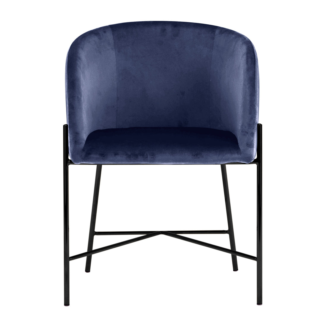 Catford Velvet Fabric Dining Chair Blue with sleek design features plush upholstery, curved seat, and sturdy gold-accented black legs, showcasing modern elegance and comfort for dining or living spaces.