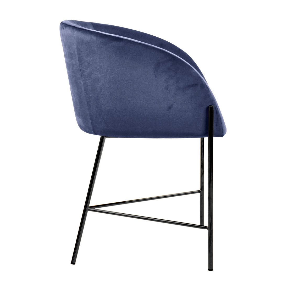 Catford Velvet Fabric Dining Chair Blue featuring sleek design, plush velvet upholstery, and sturdy black legs. Ideal for modern interiors, combining style and comfort for dining or living spaces.