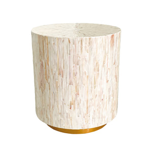 Chris 35cm Mother of Pearl Inlay Side Table in Cream