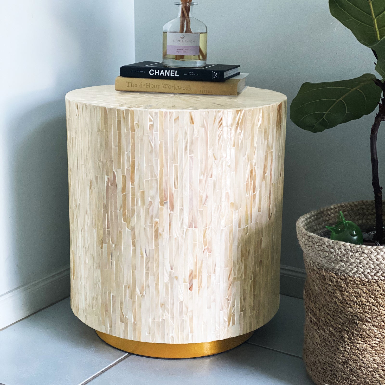 Chris 35cm Mother of Pearl Inlay Side Table - Lifestyle