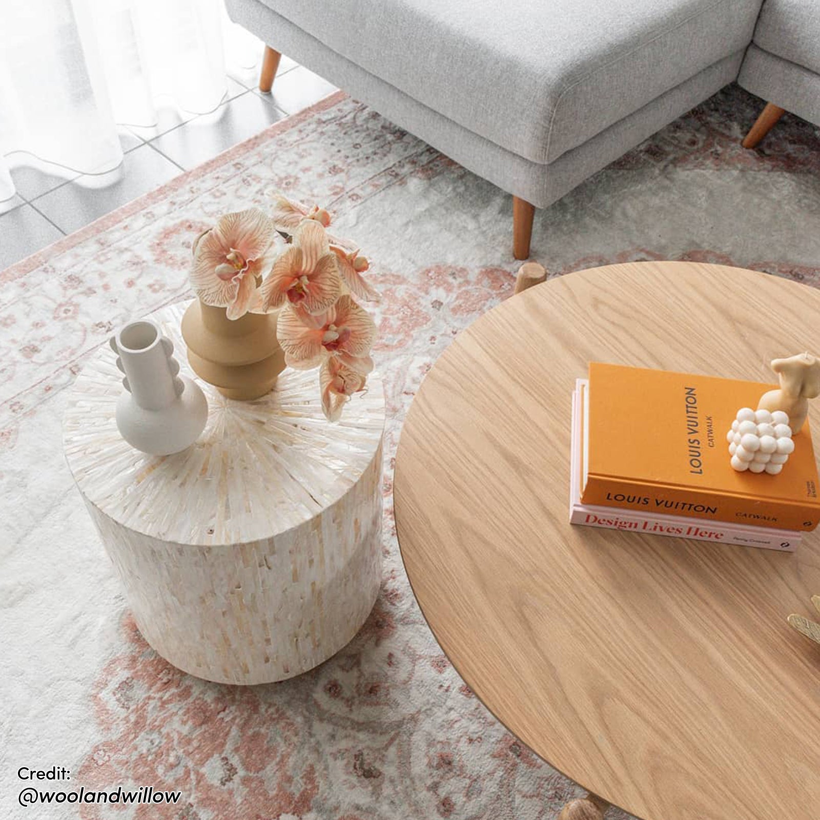 Chris 35cm Mother of Pearl Inlay Side Table