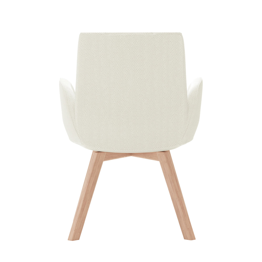 Clara Chenille Swivel Dining Chair Set of 2 - Off White, featuring white chenille fabric, padded seat and backrest, and sturdy wooden legs. Perfect for adding style and comfort to any dining space.
