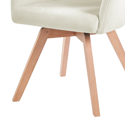 Clara Chenille Swivel Dining Chair Set of 2 - Off White, featuring plush chenille fabric, ergonomic design, and sturdy wooden legs, perfect for adding style and comfort to any dining space.