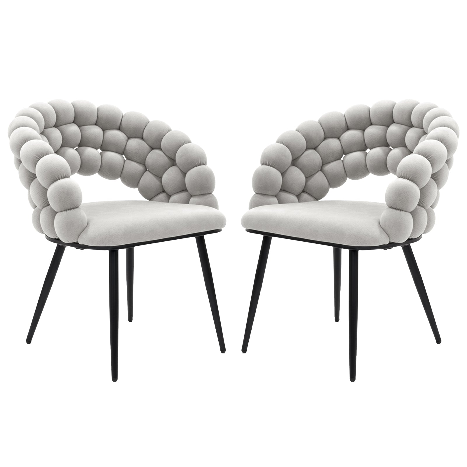 Claudine Velvet Curved Dining Chair Set of 2 in Warm Grey