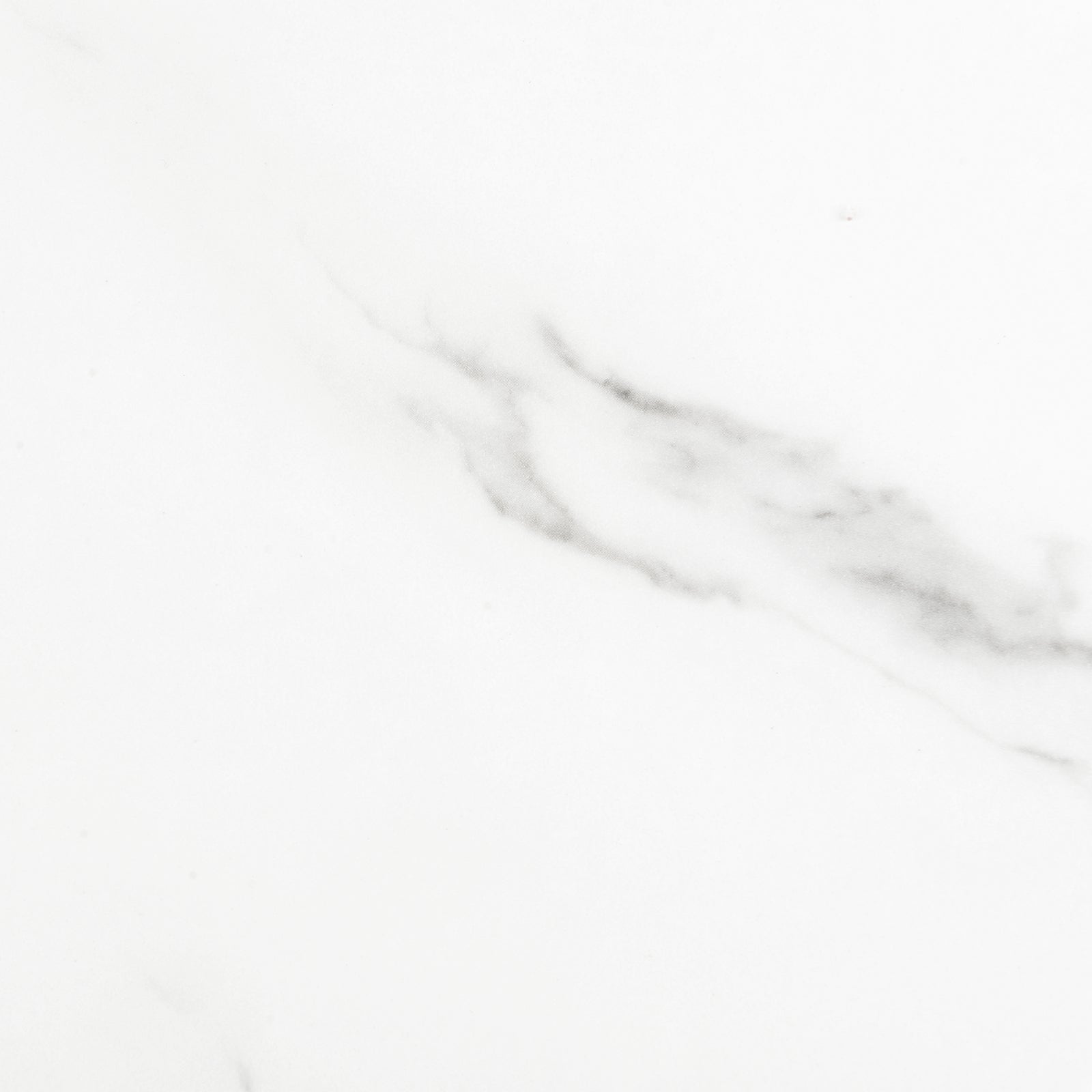 Close-up of Devon 220cm 8 Seater Oval Industrial Dining Table in White, showcasing its white marble-look surface with faint grey veining, emphasizing its modern elegance and industrial style.