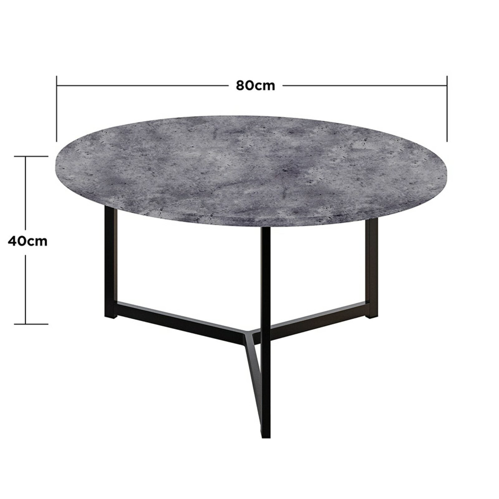 Earl Nesting Coffee Table Set of 2 - Concrete, featuring a sleek, round design with a black metal base, showcasing modern elegance. Ideal for versatile use in contemporary living spaces.