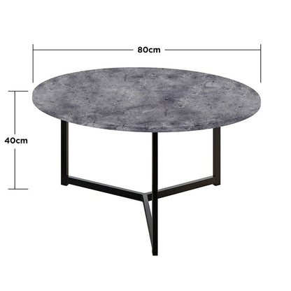 Earl Nesting Coffee Table Set of 2 - Concrete, featuring a sleek, round design with a black metal base, showcasing modern elegance. Ideal for versatile use in contemporary living spaces.