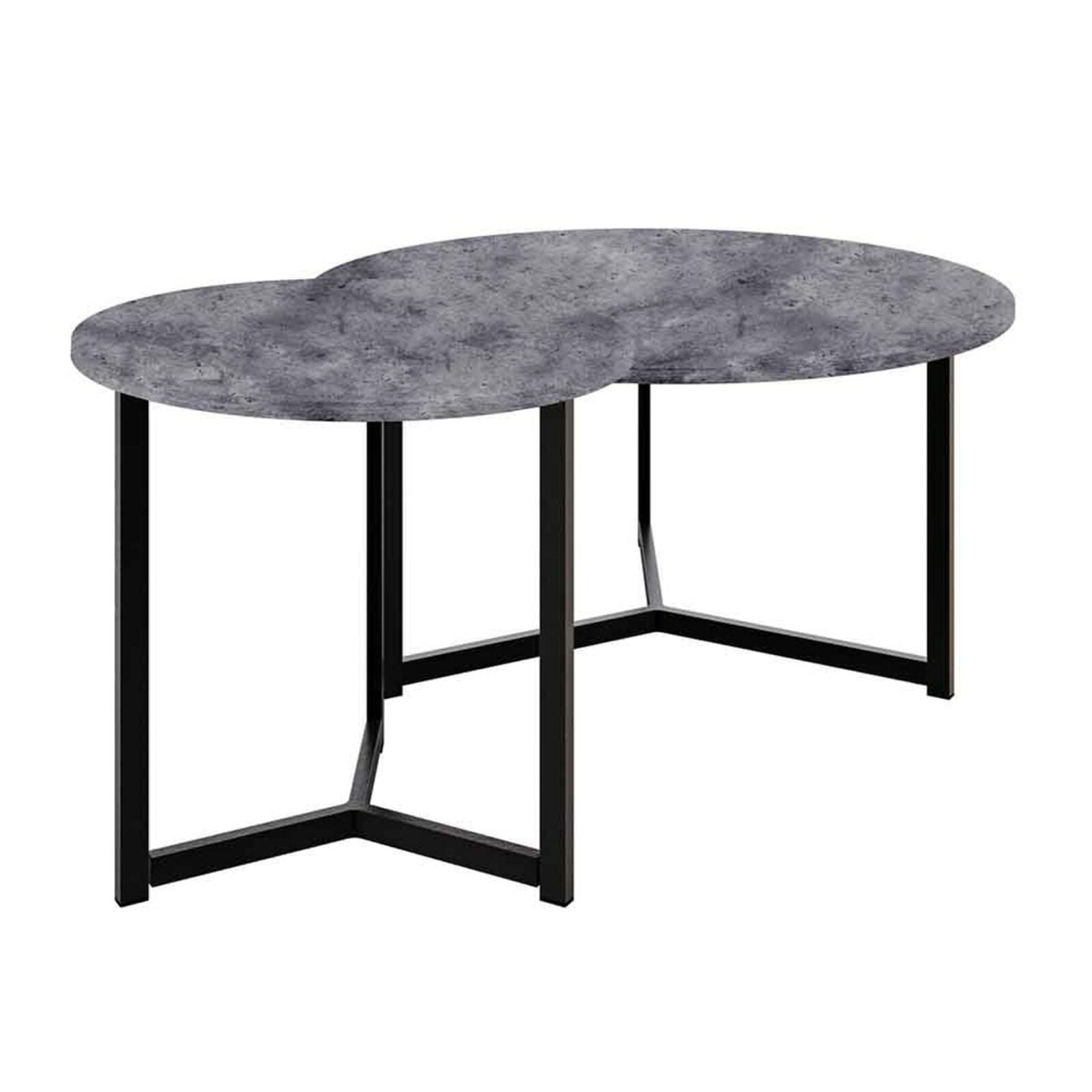 Earl Nesting Coffee Table Set of 2 - Concrete, featuring a heart-shaped top, sleek grey design with black legs, showcasing modern elegance and practicality for versatile living spaces.