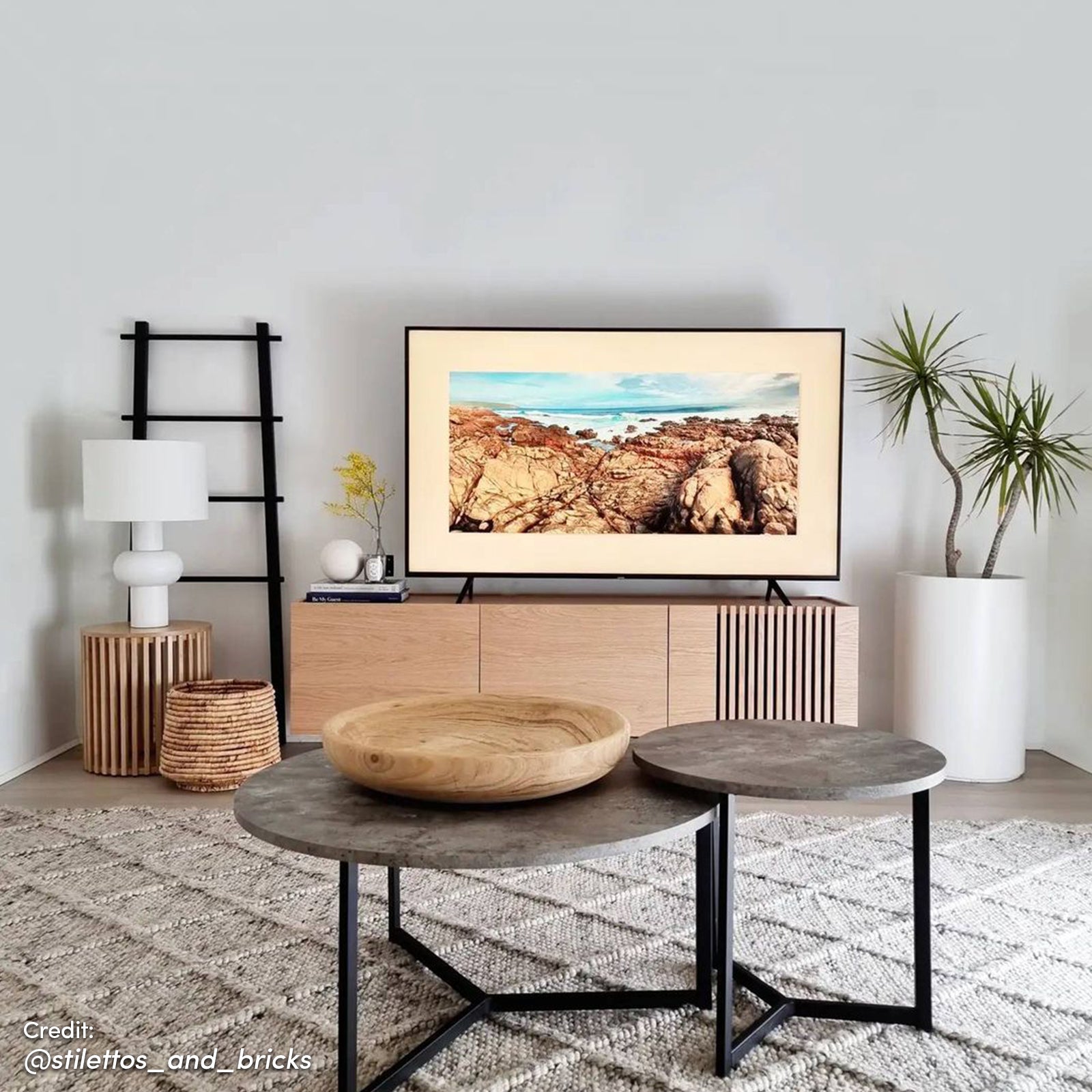 Earl Nesting Coffee Table Set of 2 - Concrete, showcasing a sleek round tabletop with a sturdy metal frame, perfect for modern interiors. The nesting design adds versatility and contemporary charm.