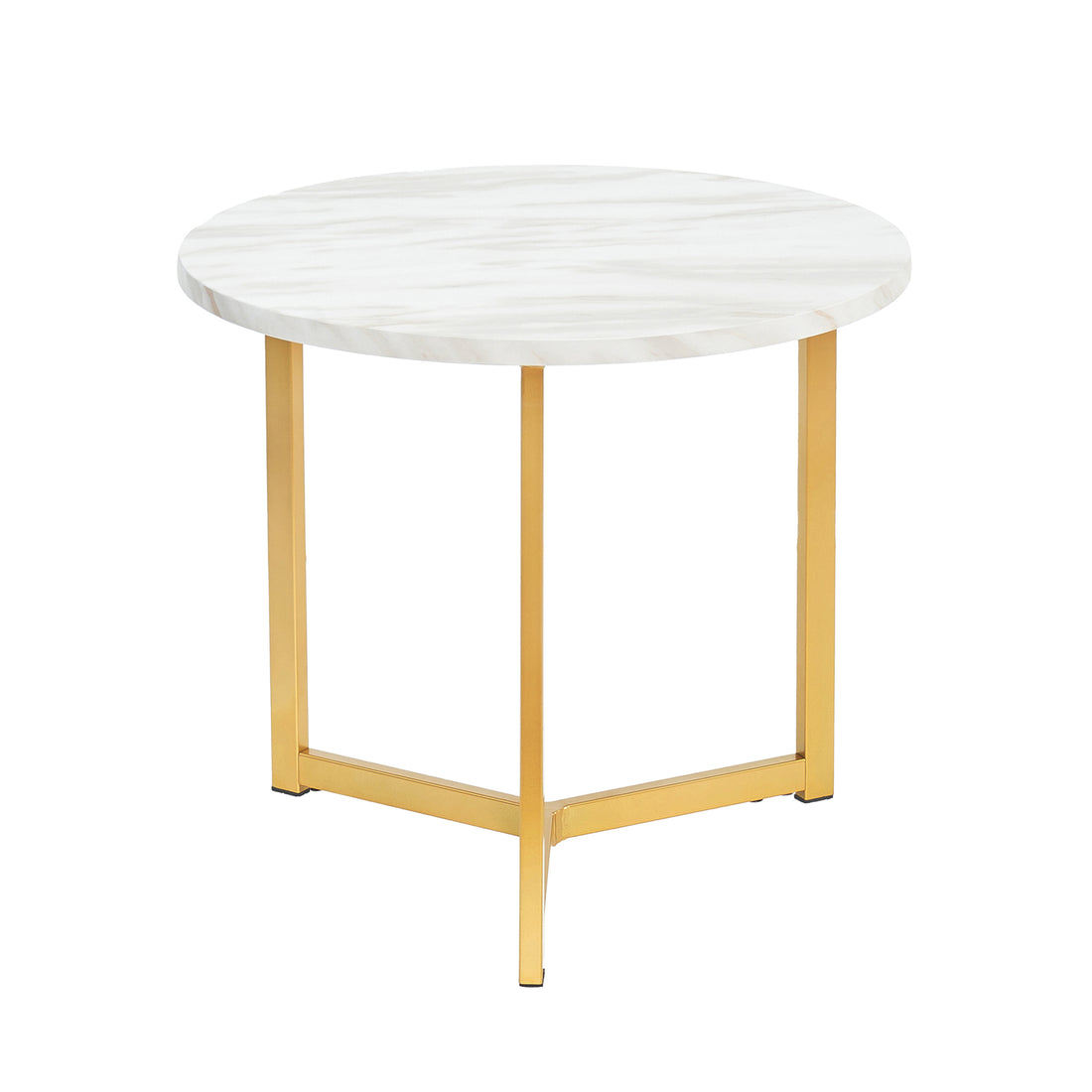 Earl Nesting Coffee Table Set of 2 - Marble features a white round tabletop with gold legs, showcasing modern versatility and elegance, perfect for enhancing contemporary living spaces.