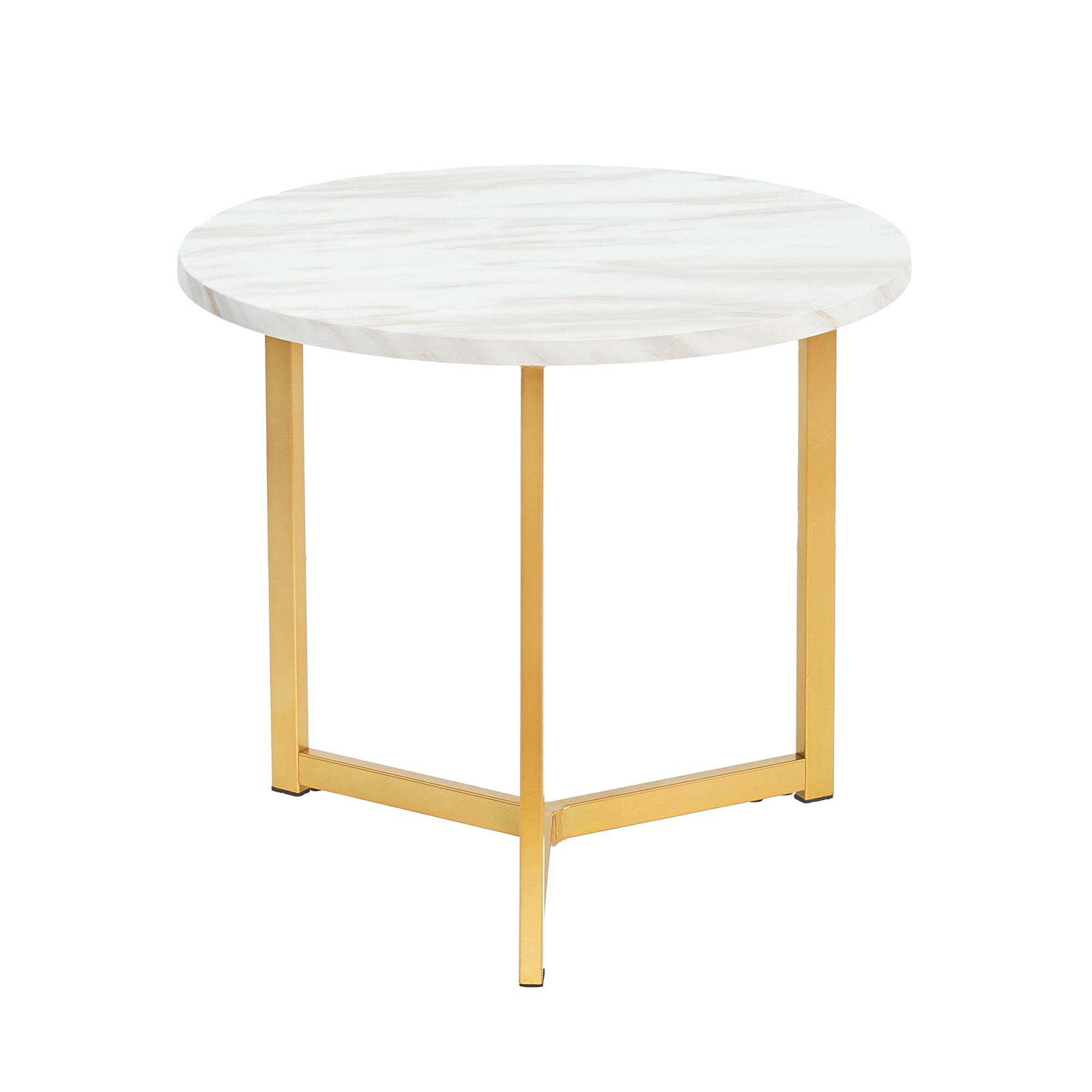 Earl Nesting Coffee Table Set of 2 - Marble features a white round tabletop with gold legs, showcasing modern versatility and elegance, perfect for enhancing contemporary living spaces.