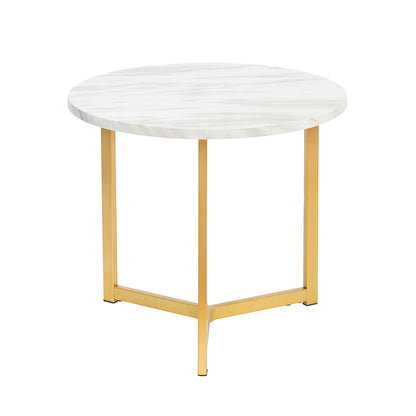 Earl Nesting Coffee Table Set of 2 - Marble features a white round tabletop with gold legs, showcasing modern versatility and elegance, perfect for enhancing contemporary living spaces.