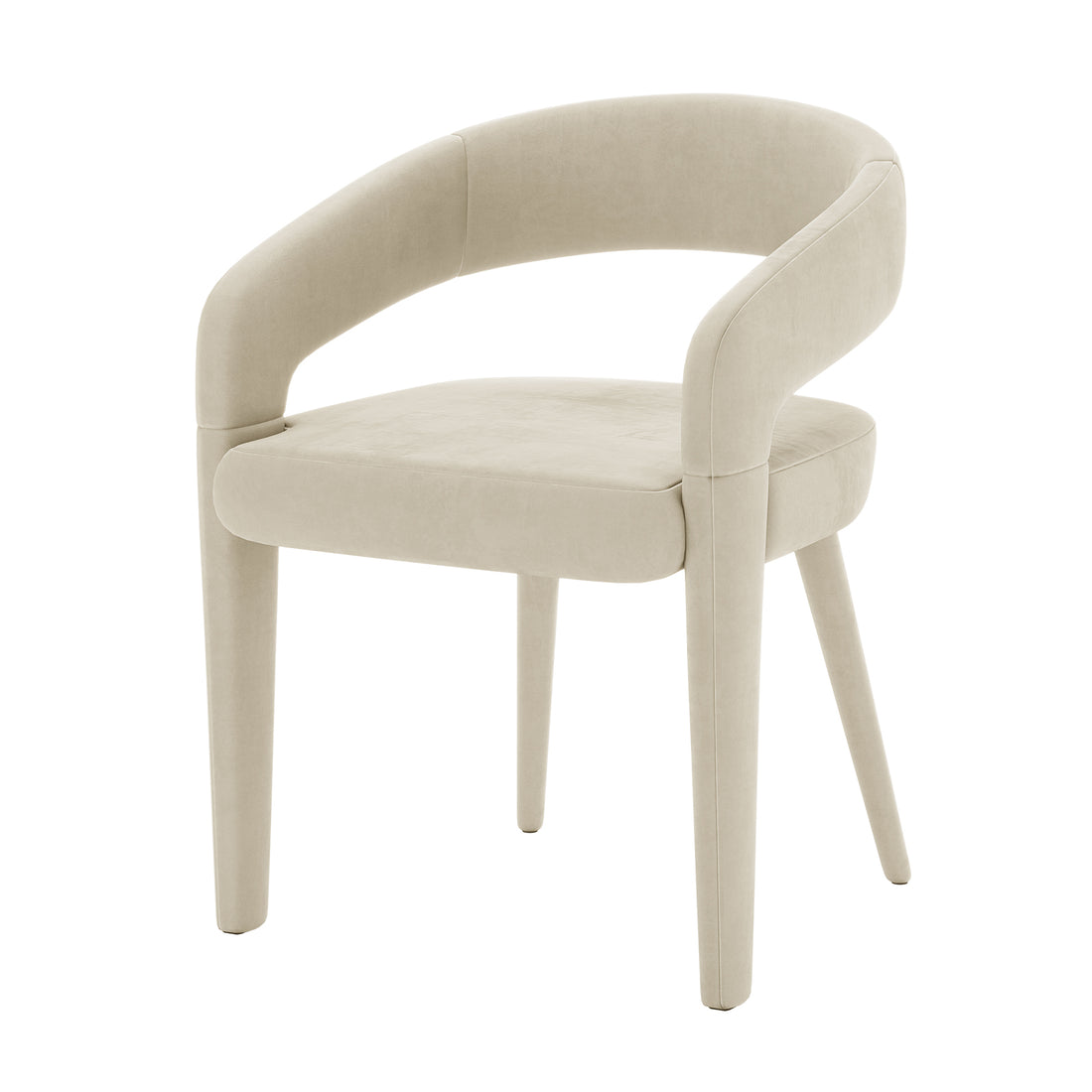 Eisha Velvet Bar Stool Set of 2, showcasing a sleek white chair with a curved backrest, upholstered in velvet, featuring armrests and a sturdy frame, ideal for stylish dining spaces.