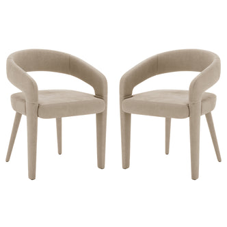 Eisha Velvet Bar Stool Set of 2 featuring plush velvet upholstery, curved backrest, and armrests with a sturdy metal frame. Designed for comfort and stability with built-in footrest and anti-slip pads.