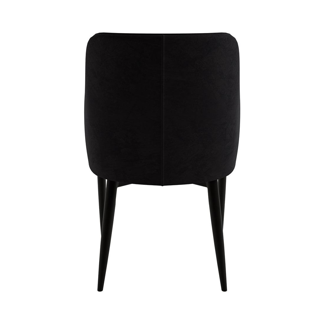 Elly Velvet Curved Dining Chair with Arms Set of 2 - Black, showcasing a sleek silhouette with tapered legs and a high, curved back, emphasizing modern elegance and luxurious design.