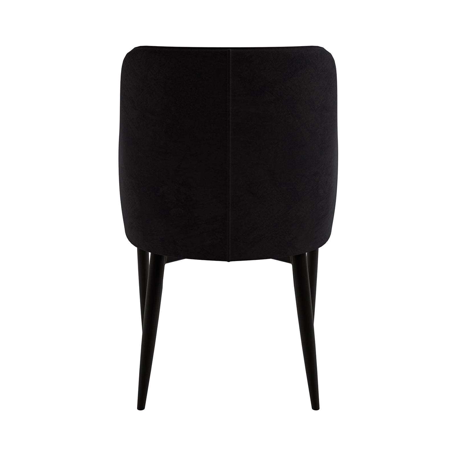 Elly Velvet Curved Dining Chair with Arms Set of 2 - Black, showcasing a sleek silhouette with tapered legs and a high, curved back, emphasizing modern elegance and luxurious design.