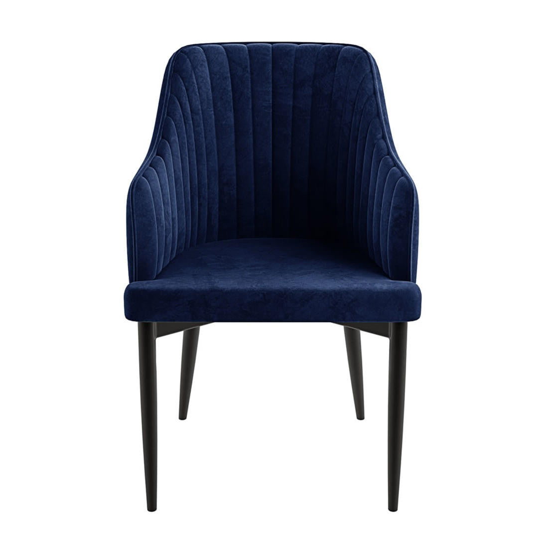 Elly High-Back Velvet Curved Dining Chair - Dark Navy (2pc)